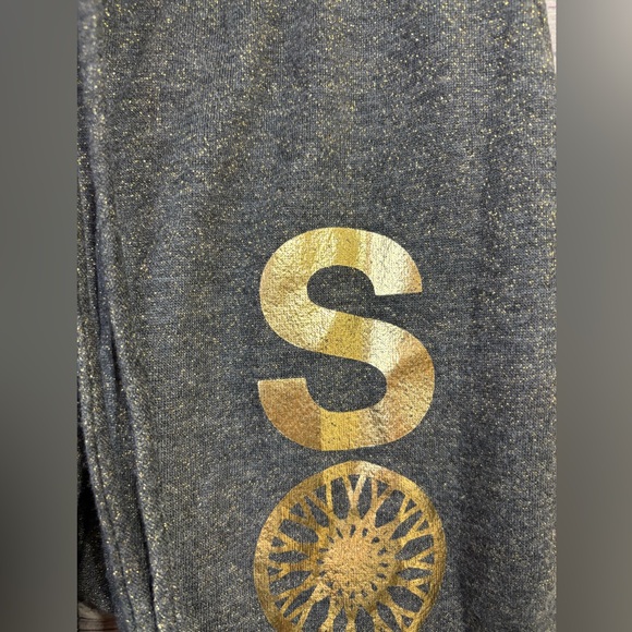 Soul Cycle Jogger Sweatpants Black Gold Logo Spellout Size Small - Picture 2 of 5